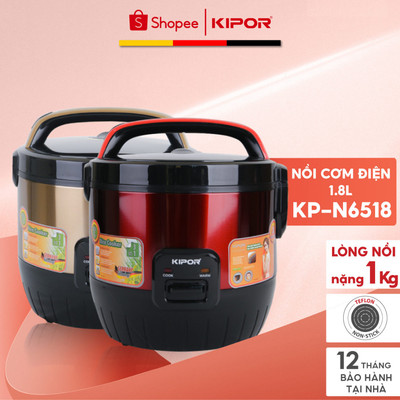 Nồi cơm điện 1.8L KIPOR KP-N6518, Dung tích lớn, chống dính TEFLON 3mm 1Kg,Bảo hành tại nhà 12 tháng