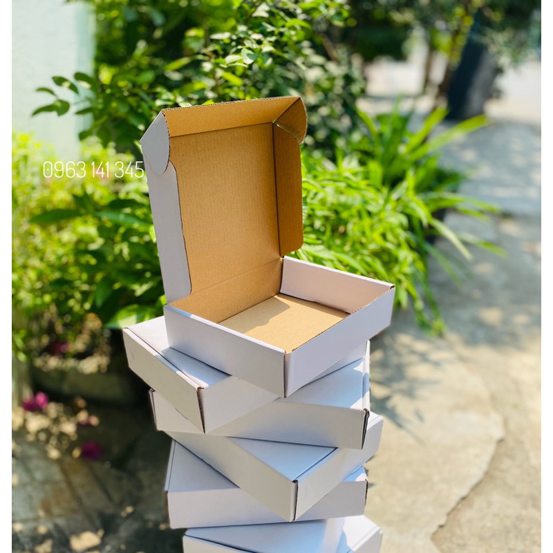 Hộp nắp gài trắng 25-20-6 3 lớp sóng B