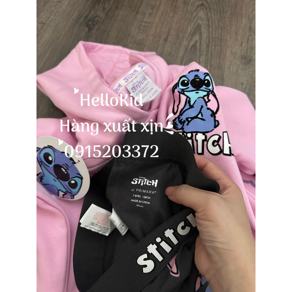 Bộ nỉ áo hoodie hồng kèm legging stick djsney bé gái