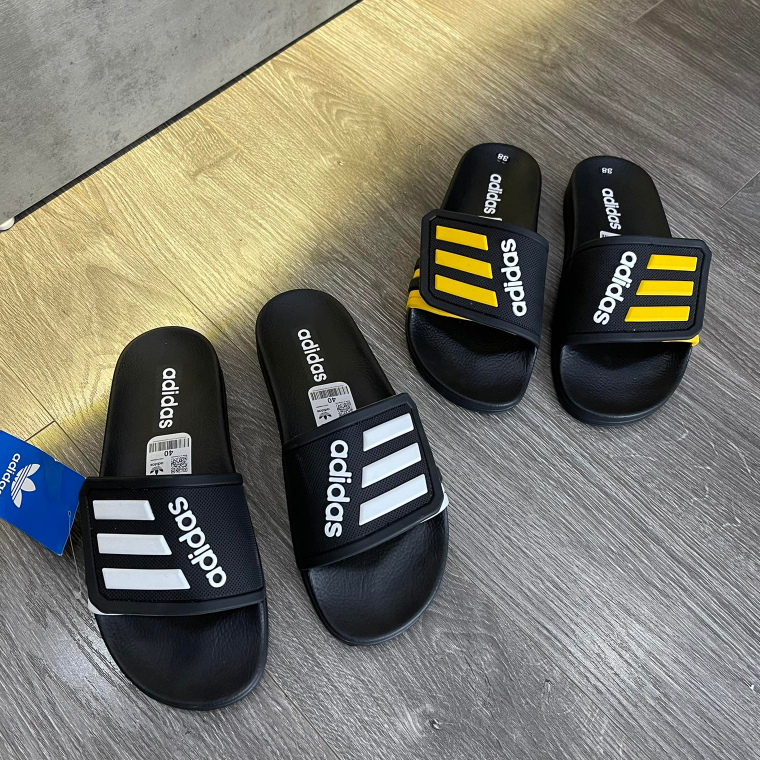 Dép nam adidas quai ngang cao cấp , Dép nam quai ngang họa tiết dập nổi đế cao su chống thấm nước fullbox hot trend