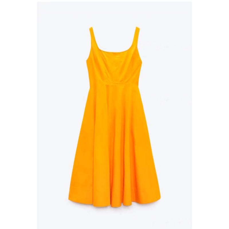 Váy dáng dài hai dây màu cam hàng xuất Zara