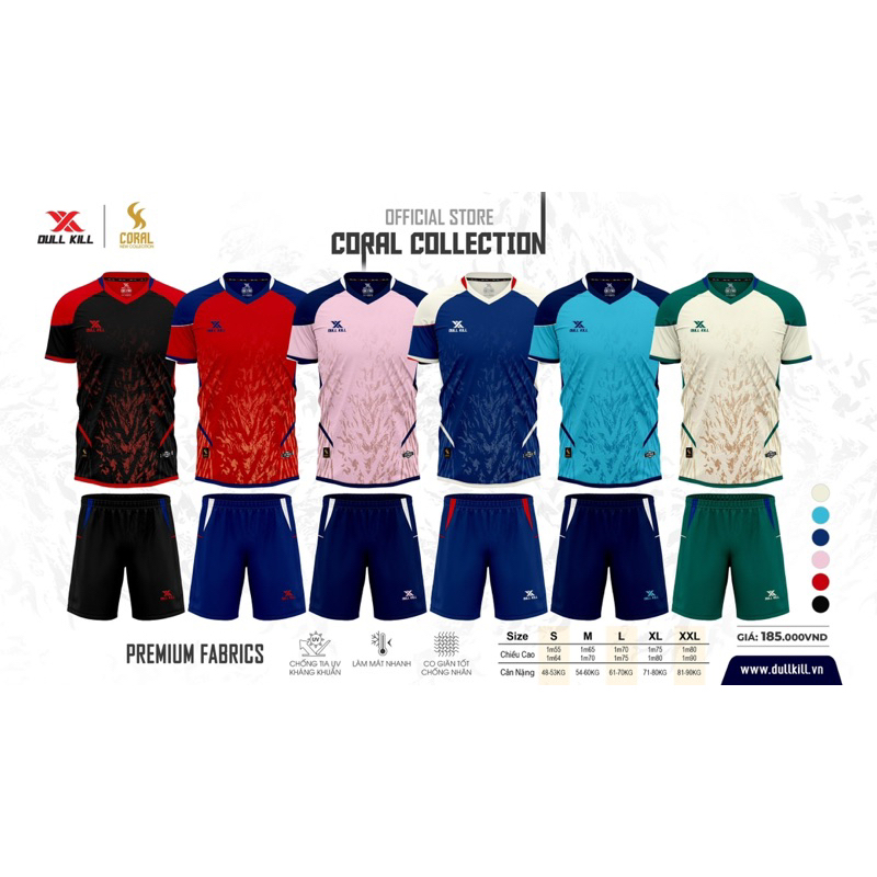 Bô quần áo đá bóng Dull Kill Coral colection hoạ tiết san hô, vải mè thoi chống tia uv siêu đẹp
