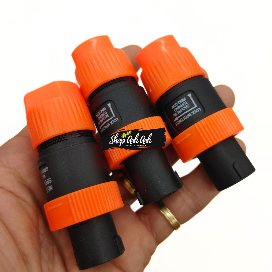 Jack loa speakon viền cam xoay , phích cắm loa loại tốt 01 cái , longanhaudio