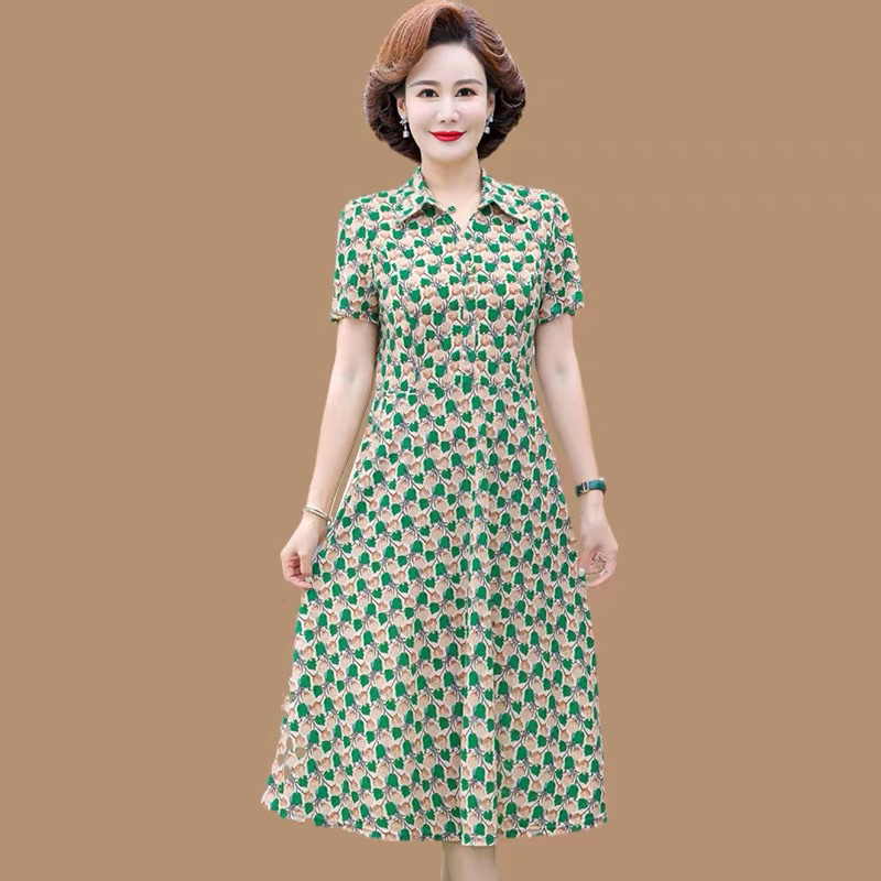 Váy trung niên, đầm cho mẹ chất thun quảng châu mới nhất 2023