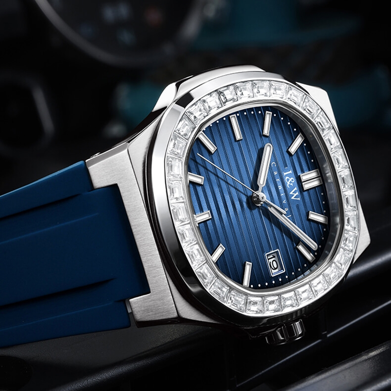 Đồng hồ nam chính hãng I&W Carnival 721 721G dây cao su máy cơ Seiko mặt kính sapphire nguyên khối