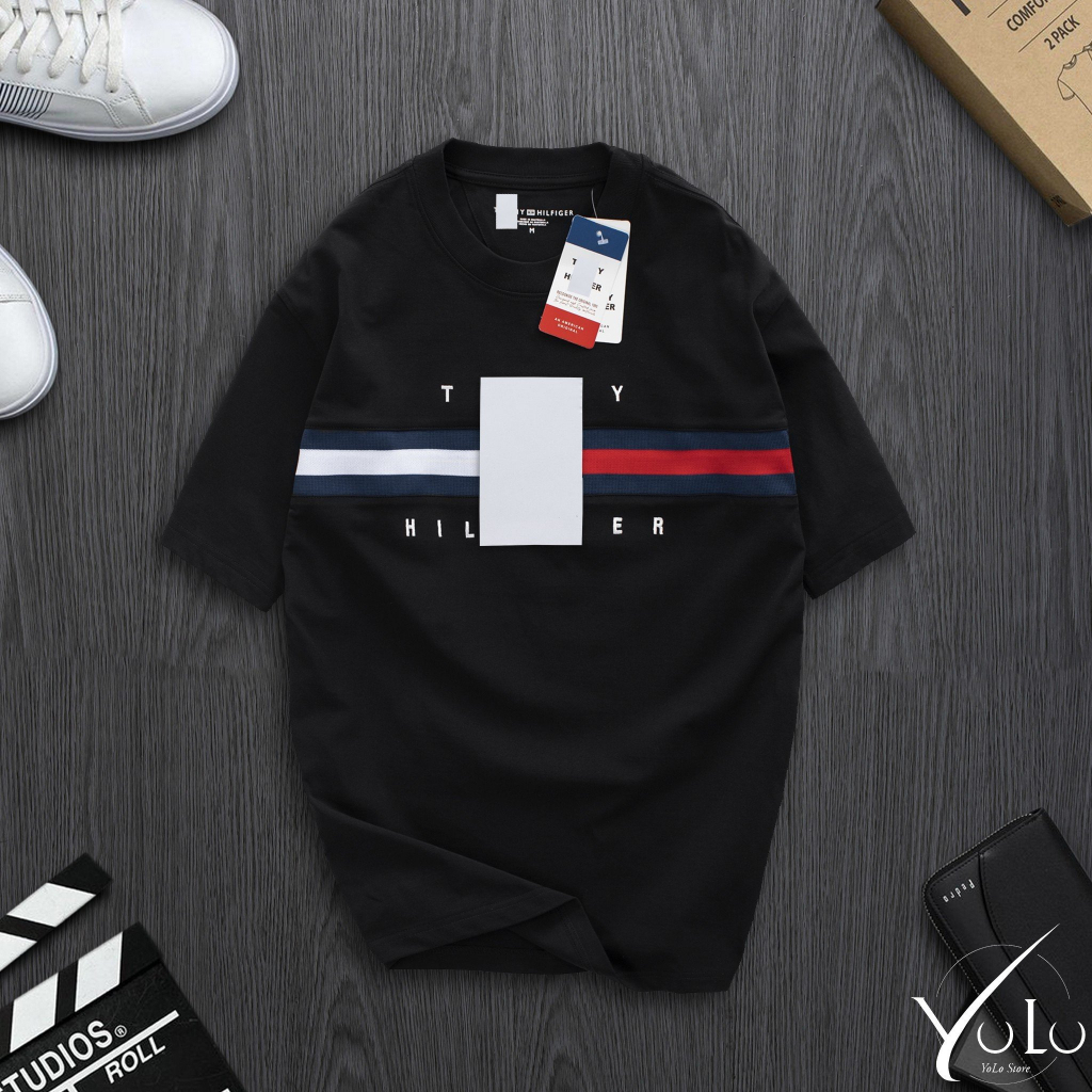 Áo Thun Tommy Nam Nữ Phong Cách Thể Thao Chất Liệu Cotton Co Giãn