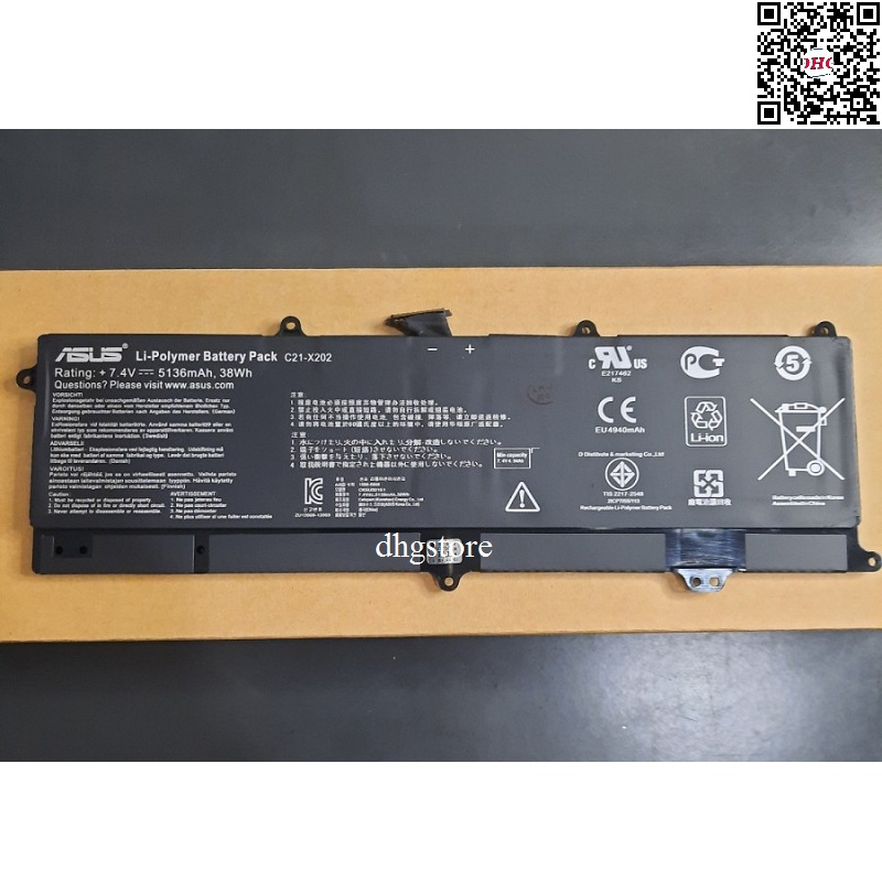 Pin laptop Asus VivoBook X201 X201E X202 X202E S200 S200E S200E C21-X202 38Wh