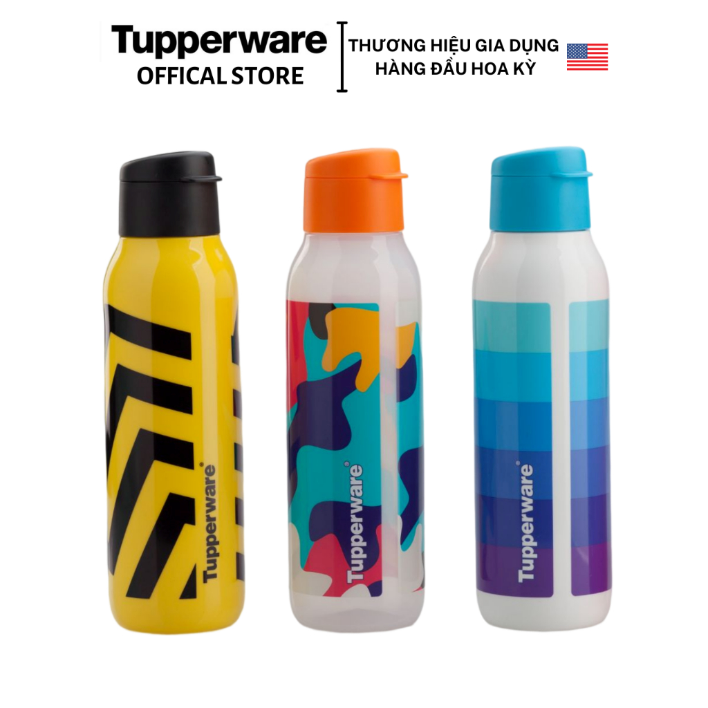 Bình nước Tupperware Eco Bottle Fancy 750ml Mẫu mới 2023 - Bảo hành trọn đời - Nhựa nguyên sinh PP số 5 an toàn sức khoẻ