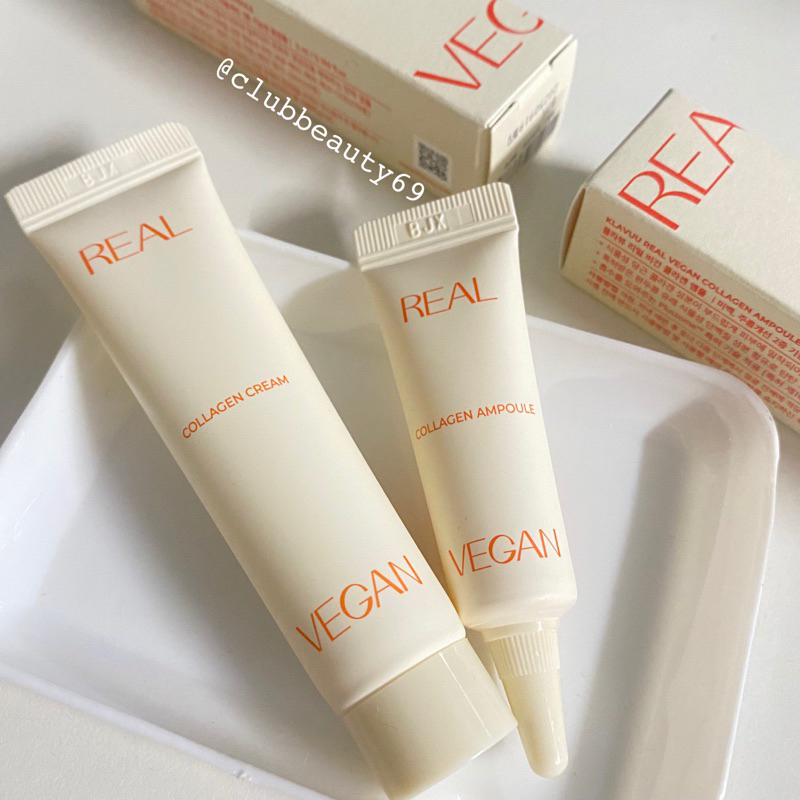 Set Kem & Ampoule Collagen thuần chay mới Klavuu, Real Vegan Collagen Ampoule 5mlx2 + Cream 15mlx2