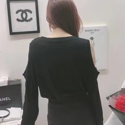 Áo dài tay hở vai chất cotton da cá  LinhDan Store K37/12