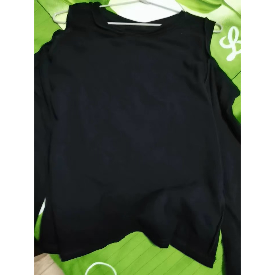 Áo dài tay hở vai chất cotton da cá  LinhDan Store K37/12