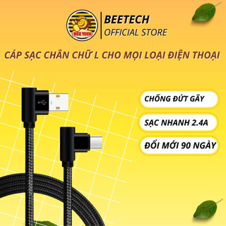 Cáp sạc nhanh chân chữ L chống gãy đầu, dây sạc bọc dù cho ip/Micro usb/Type C - Beetech