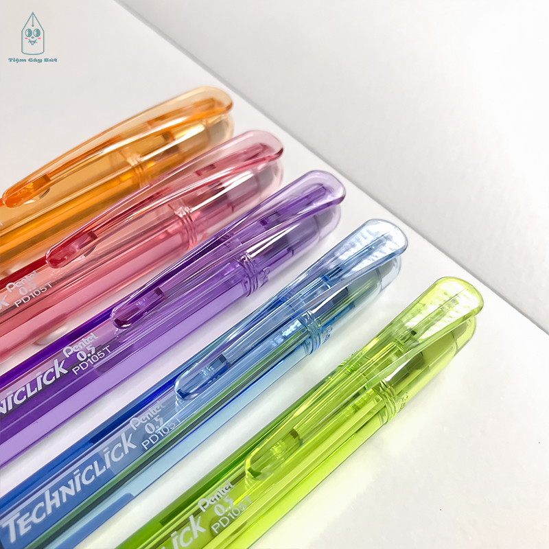 Bút chì kim bấm cạnh Pentel Techniclick màu trong cỡ ngòi 0.5mm