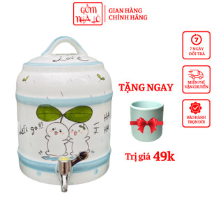 Bình Đựng Nước Gốm Sứ Bát Tràng Bình Nước có vòi 9lít và 4 lít an toàn chịu nhiệt.