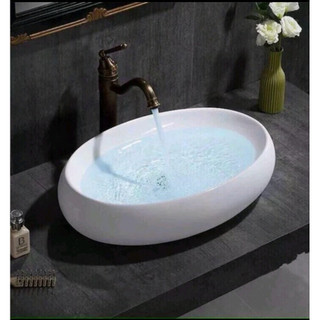 Chậu lavabo đặt bàn phủ men nano cao cấp, hình hột xoàn