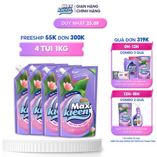 Combo 4 Túi Nước Lau Sàn Ngàn Hoa Ngọt Ngào MaxKleen (1Kg/túi)
