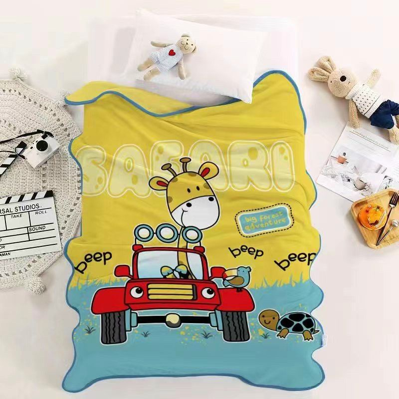 Chăn lông tuyết in hình 2 mặt cho bé 100*140cm Mềm cho bé đi học, chăn văn phòng