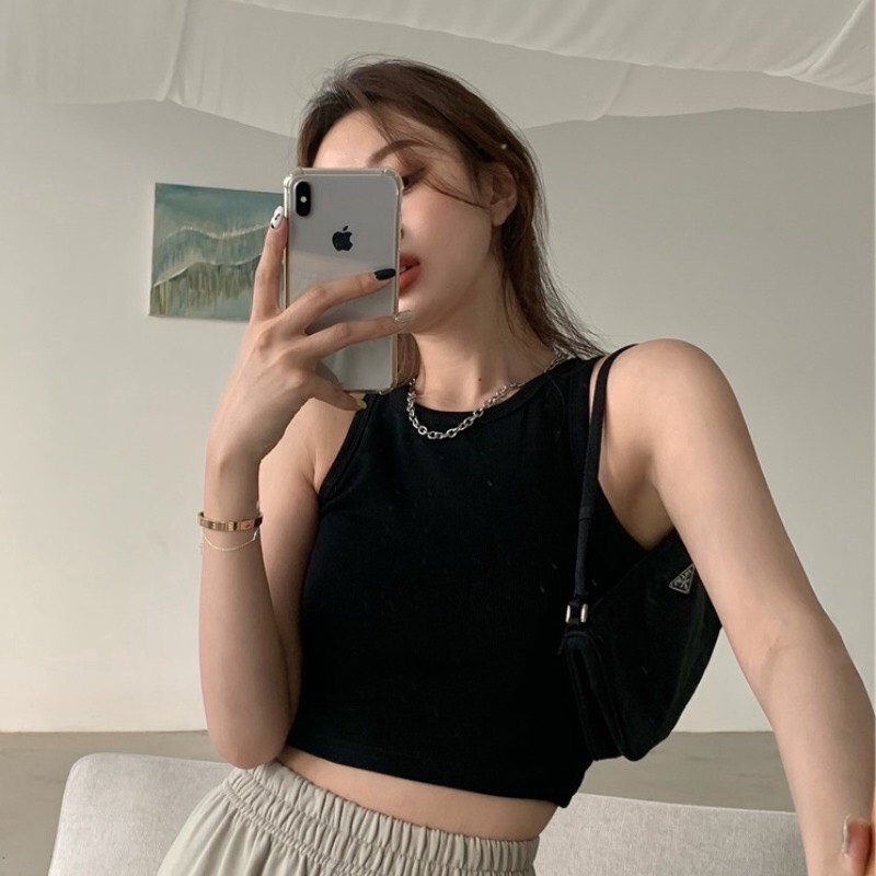 Áo ba lỗ nữ, áo croptop sát nách nữ kiểu ôm body tank top vải cotton co giãn tốt, mặc đi chơi, đi biển