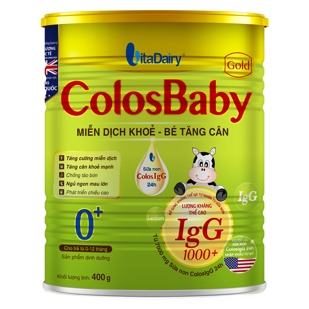 Sữa Bột Vitadairy Colosbaby Gold 0+ 400g hỗ trợ tăng cân, tăng cường miễn dịch cho bé