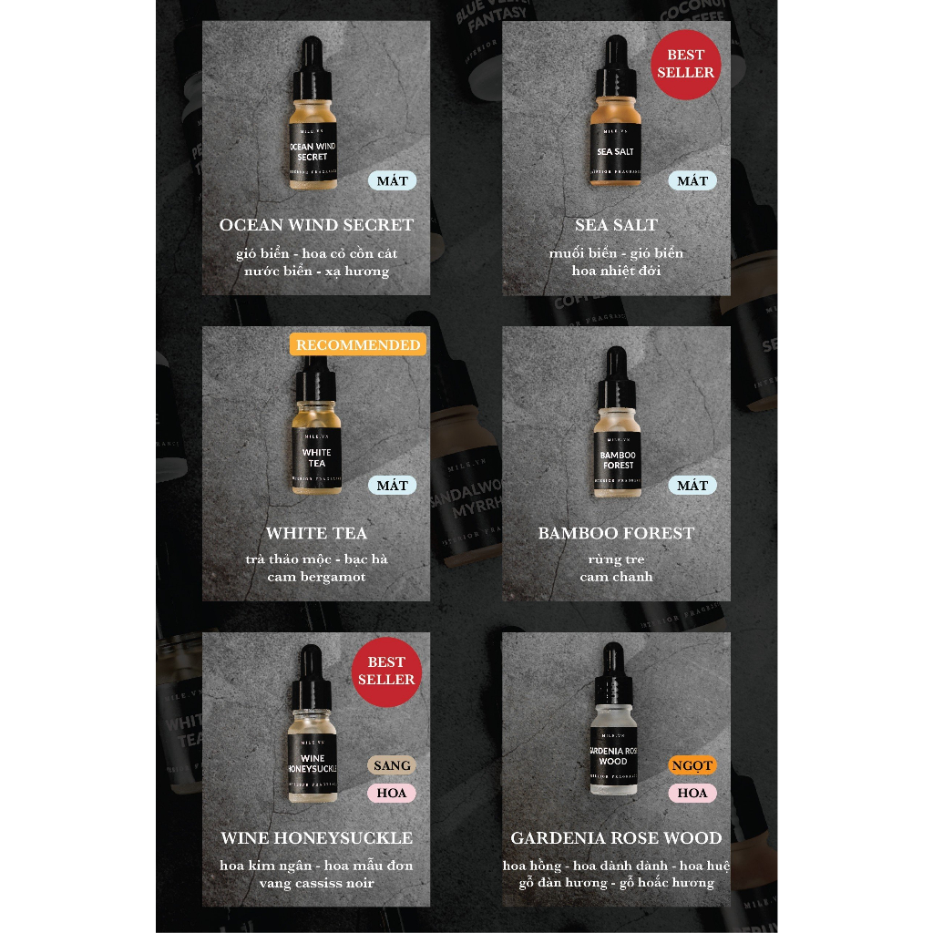 Kẹp gió điều hòa xe hơi tỏa hương khử mùi Mile - Chiết xuất thiên nhiên, chất lượng cao