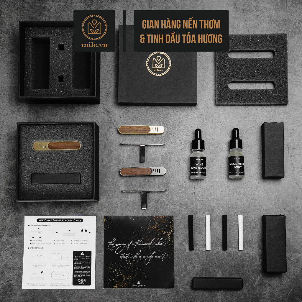 Kẹp gió điều hòa xe hơi tỏa hương khử mùi Mile - Chiết xuất thiên nhiên, chất lượng cao