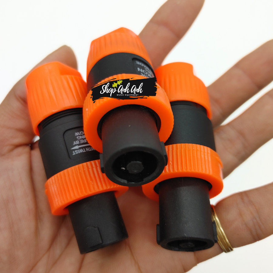 Jack loa speakon viền cam xoay , phích cắm loa loại tốt 01 cái , longanhaudio