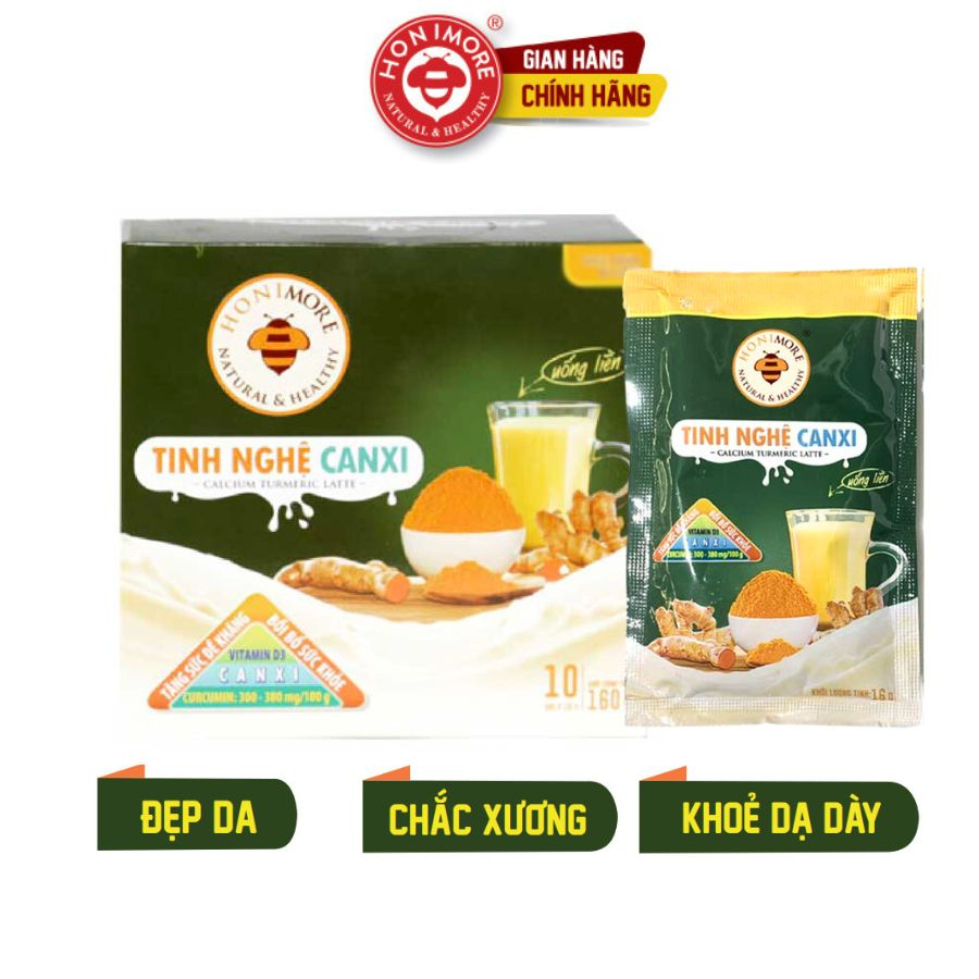 Tinh bột nghệ Canxi Honimore 160g - tốt cho xương, làm đẹp da, tốt cho dạ dày