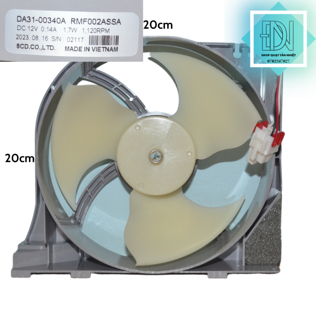 Quạt dàn ngưng tụ tủ lạnh SamSung 12v 0,14A 20x20x5 New