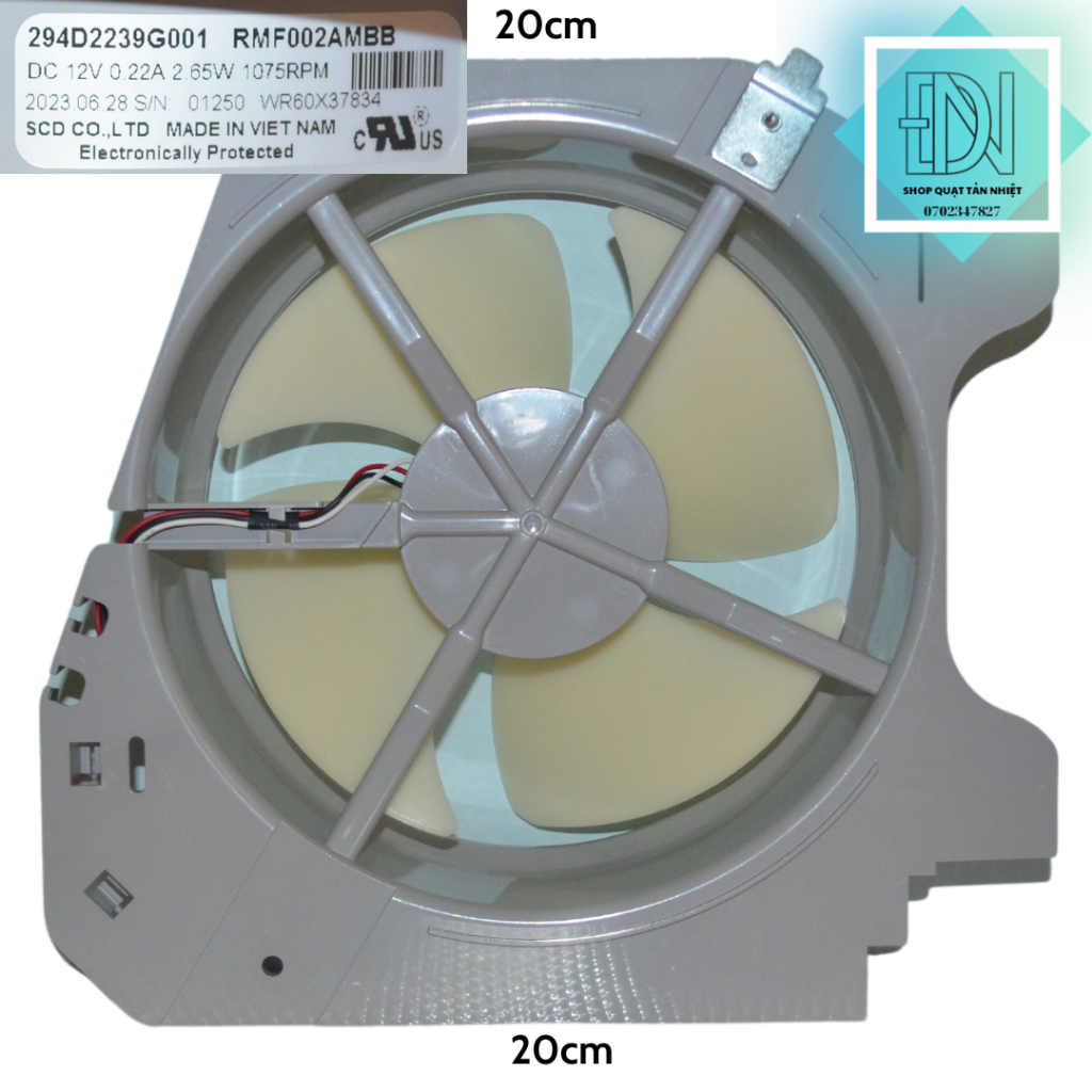 Quạt dàn ngưng tụ tủ lạnh SamSung 12v 0,14A 20x20x5 New