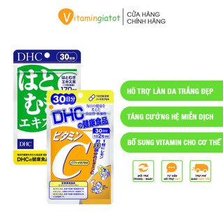 Combo viên uống dhc hỗ trợ dưỡng trắng da dhc vitamin c - coix extract 30 ngày
