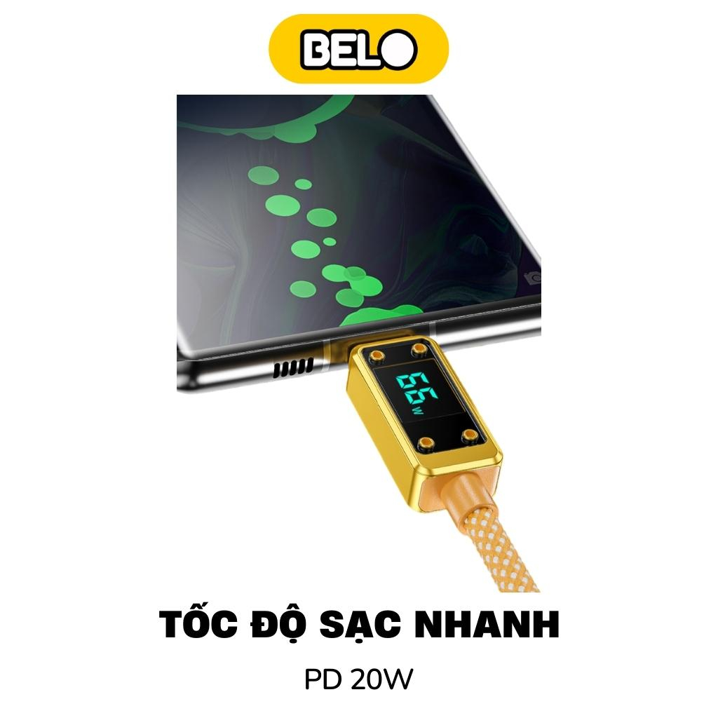 Dây sạc nhanh, cáp sạc nhanh ip có màn hình hiển thị dòng điện Wekome WDC-08 PD 20W, sạc nhanh tốc độ cao – Belo