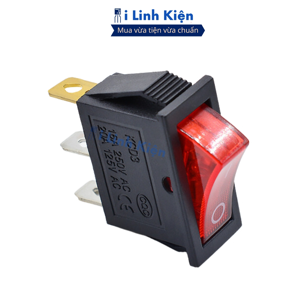 Công tắc bập bênh 3 chân KCD3 250V/16A 13x31mm có đèn ilinhkien.
