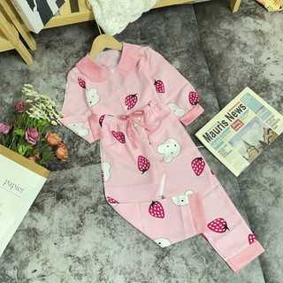 [14kg - 44kg ] Pizama Lụa Dài Tay Cho Bé Gái_BM44