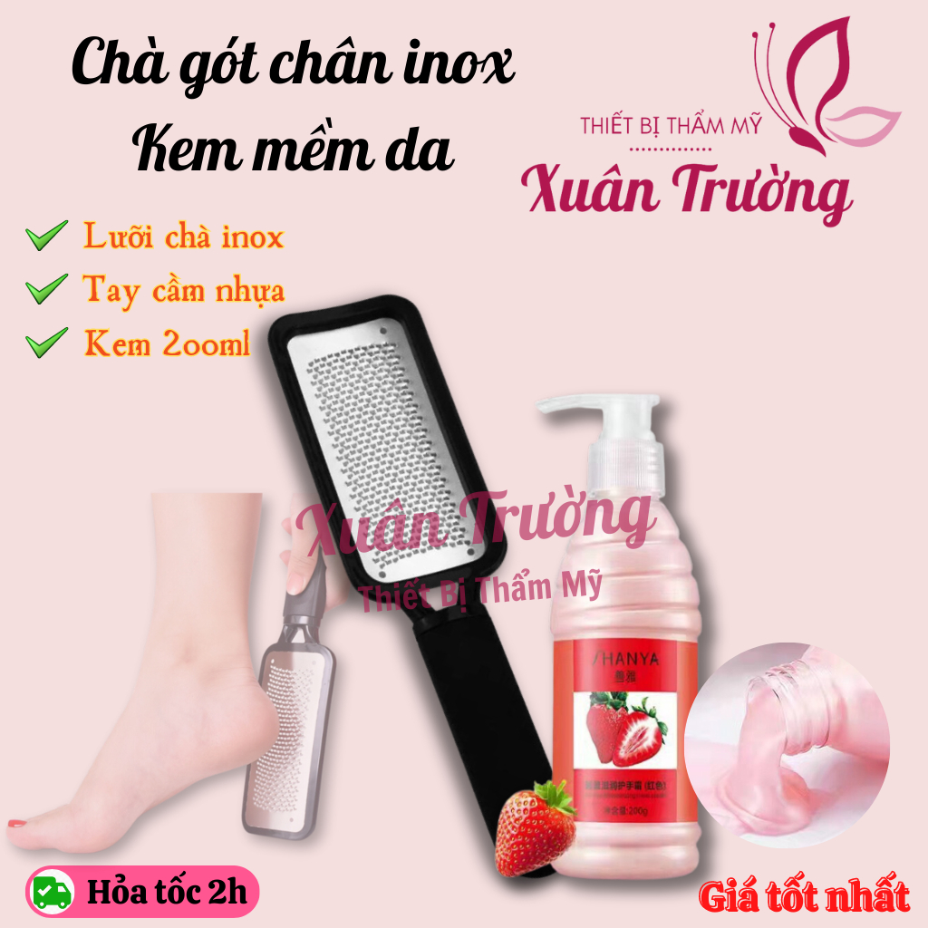 Bàn chà gót chân inox | Cây chà gót chân inox và kem mềm da chân