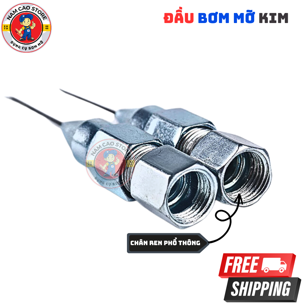 Đầu bơm mỡ bò kim chất liệu thép không rỉ đầu bơm kim chân ren phổ thông bơm được các ngóc ngách trên thiết bị