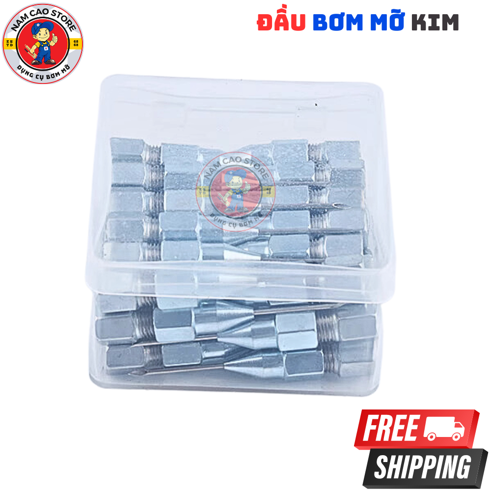 Đầu bơm mỡ bò kim chất liệu thép không rỉ đầu bơm kim chân ren phổ thông bơm được các ngóc ngách trên thiết bị