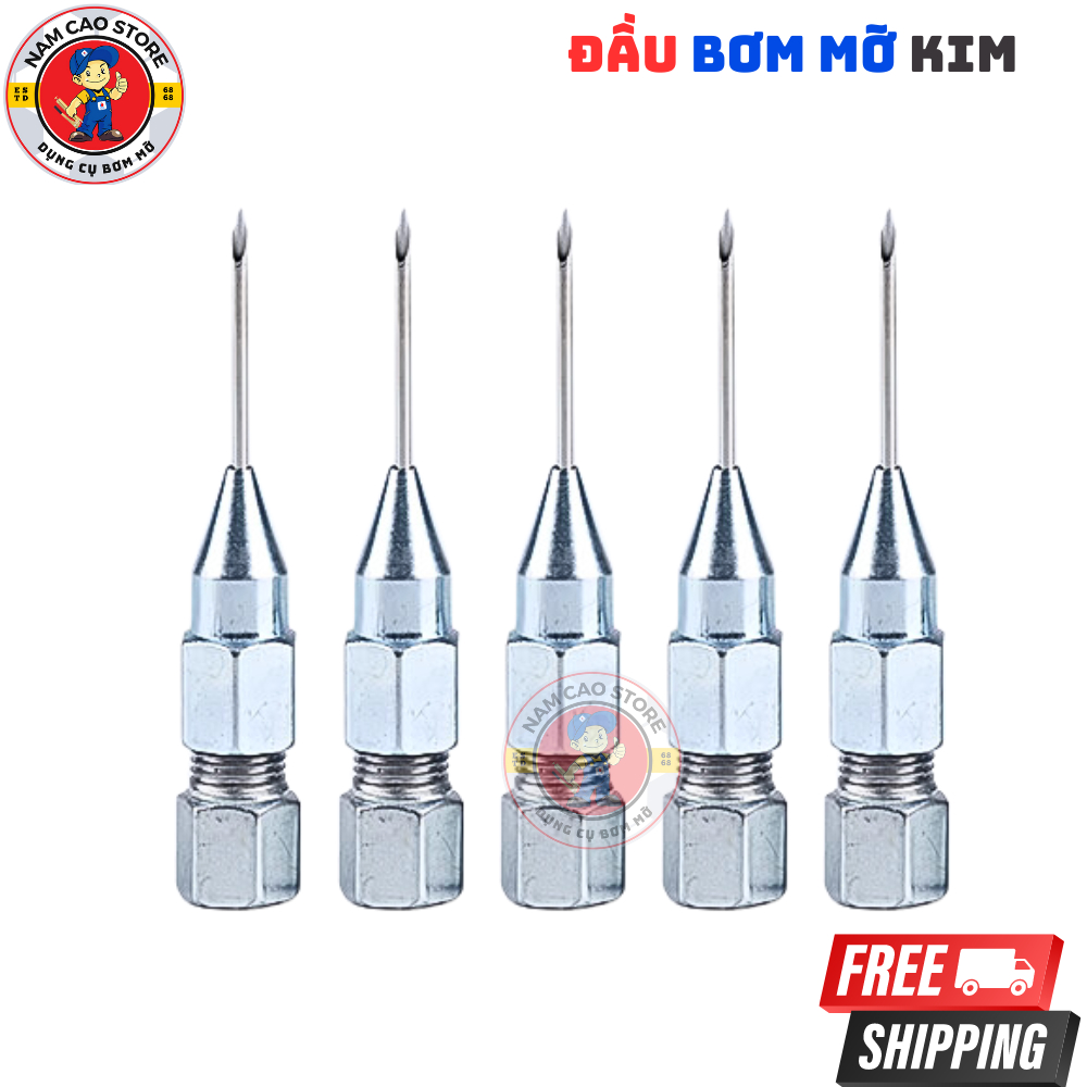 Đầu bơm mỡ bò kim chất liệu thép không rỉ đầu bơm kim chân ren phổ thông bơm được các ngóc ngách trên thiết bị