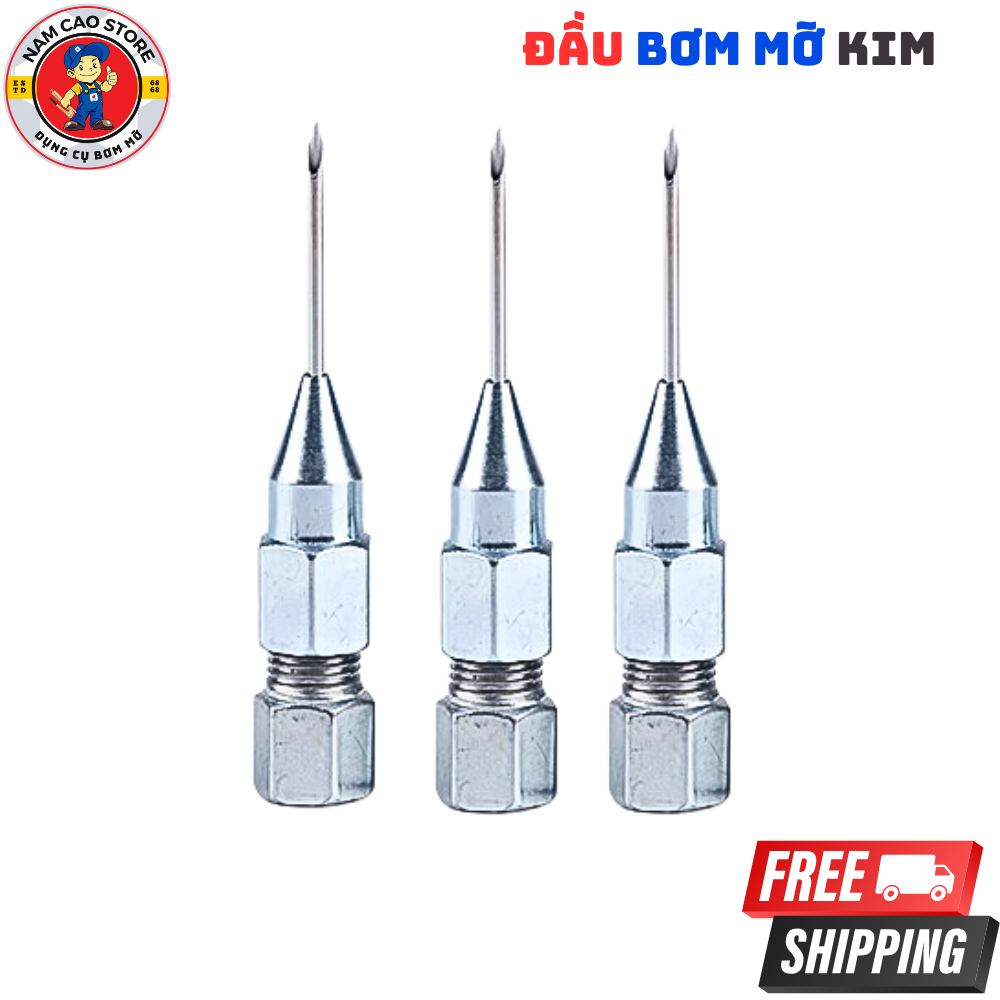 Đầu bơm mỡ bò kim chất liệu thép không rỉ đầu bơm kim chân ren phổ thông bơm được các ngóc ngách trên thiết bị