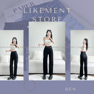 Quần jean ống đứng trơn đen likement