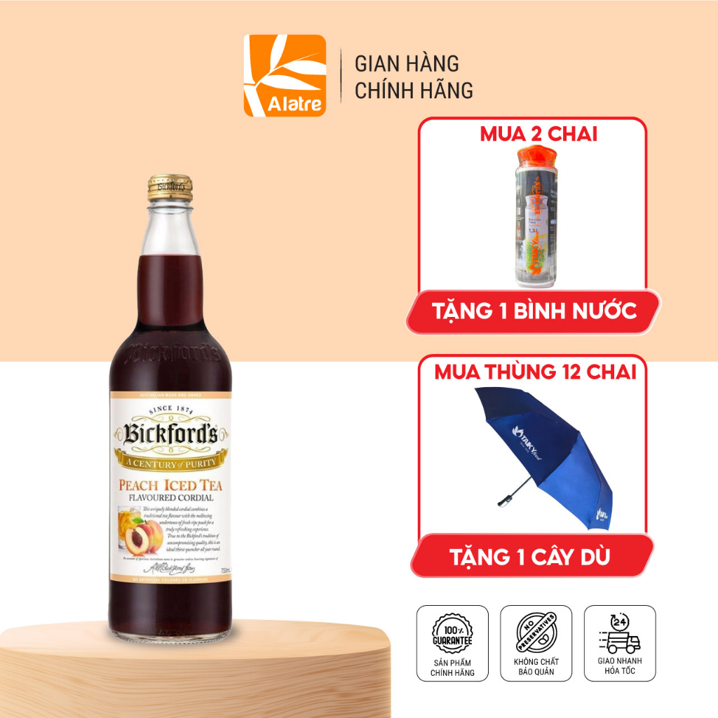 Siro Nước Cốt Trà Đào Bickford's| Thể Tích Khủng 750ml | Nhập Úc!