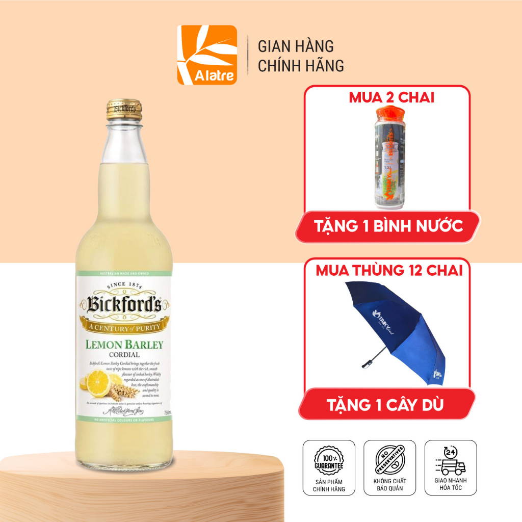 Siro Bickford's Chanh Lúa Mạch | Thể Tích Khủng 750ml | Nhập Úc!