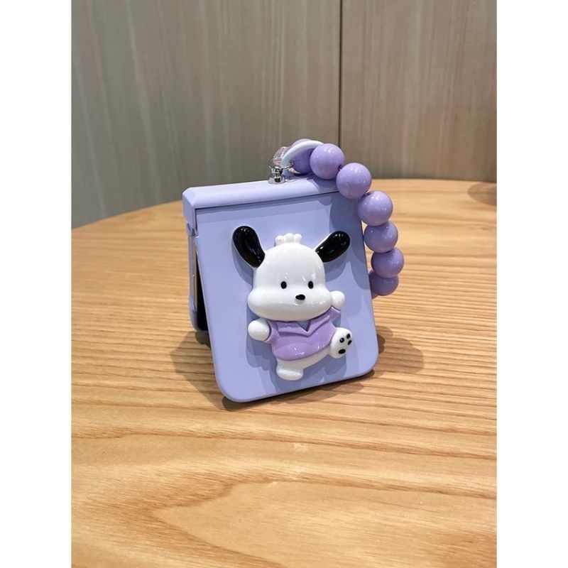 Ốp Z Flip5 - Z Flip4 - Z Flip3 - Flip5 5G giá đỡ / pop cún tai dài charm mây kèm dây hạt và thanh bảo vệ bản lề