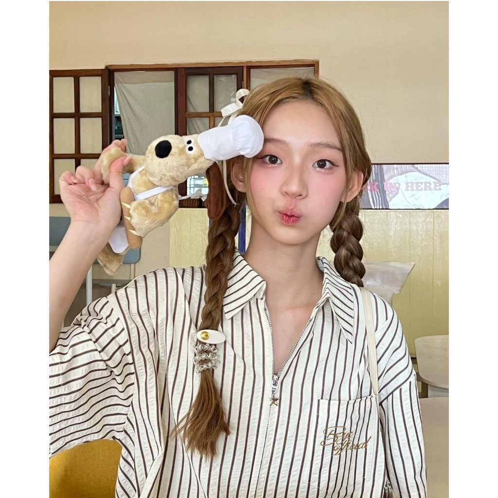 Áo Sơ Mi Cộc Tay Form Rộng Trẻ Trung Hoạ Tiết Kẻ Khoá Trái Tim 𝘽𝙮𝙘𝙖𝙢𝙘𝙖𝙢