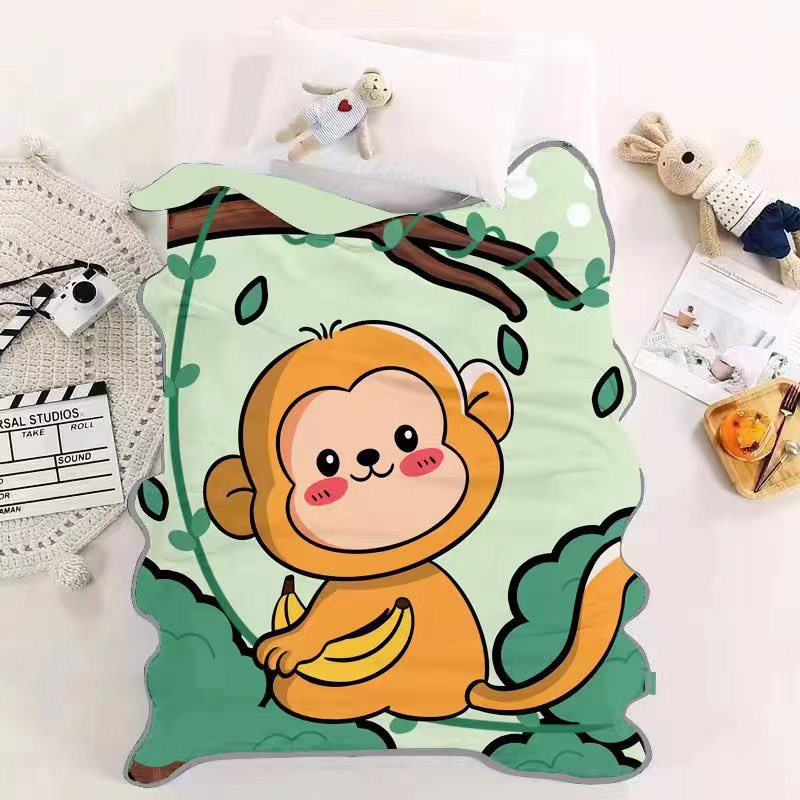 Chăn lông tuyết in hình 2 mặt cho bé 100*140cm Mềm cho bé đi học, chăn văn phòng