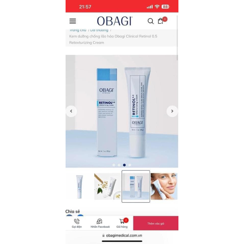 Kem dưỡng chống lão hoá Clinical 0,5 cho da nhạy cảm và cho người mới bắt đầu