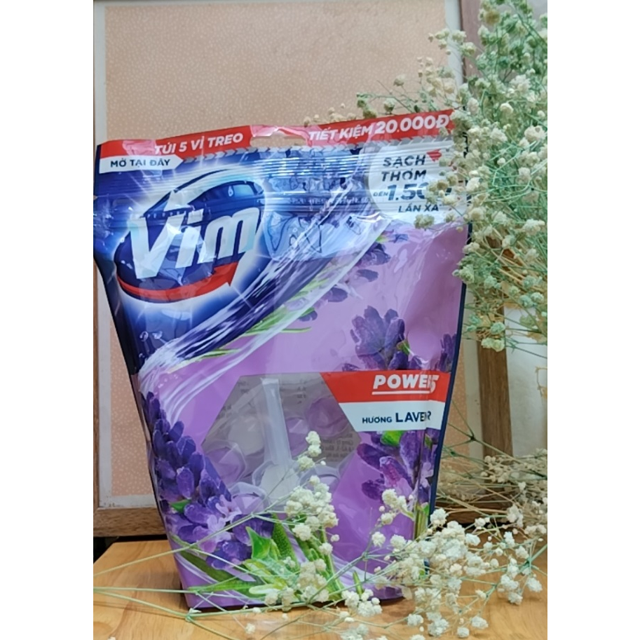 Combo 5 Bộ Viên treo bồn cầu Vim Power 5 Hương Lavender 55G x 5