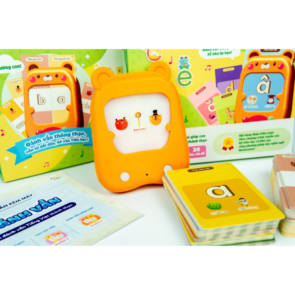 Máy đánh vần Kennen - Tập đánh vần Tiếng Việt cho bé kèm thẻ Flashcard, Chính hãng bảo hành 6 tháng