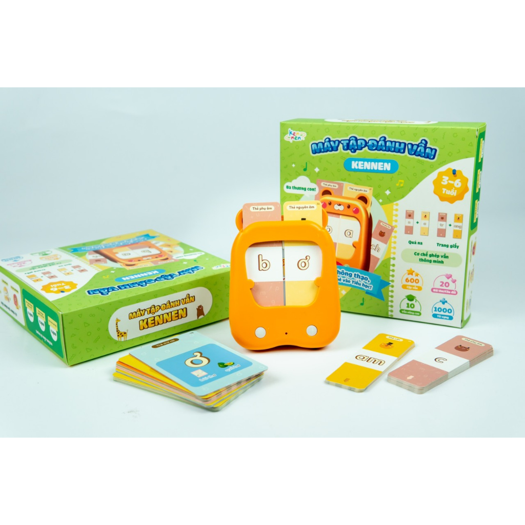 Máy đánh vần Kennen - Tập đánh vần Tiếng Việt cho bé kèm thẻ Flashcard, Chính hãng bảo hành 6 tháng