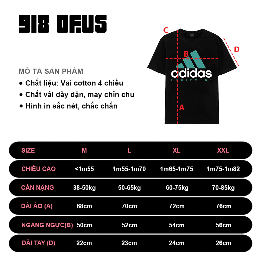 Áo phông Adidas Equipment rộng chất áo thun cotton nam nữ 918 Ofus