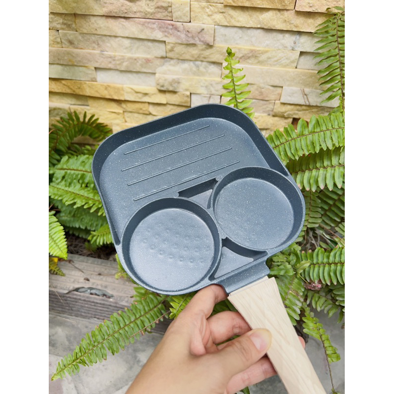 Chảo đá 3 ngăn chiên trứng dùng bếp từ